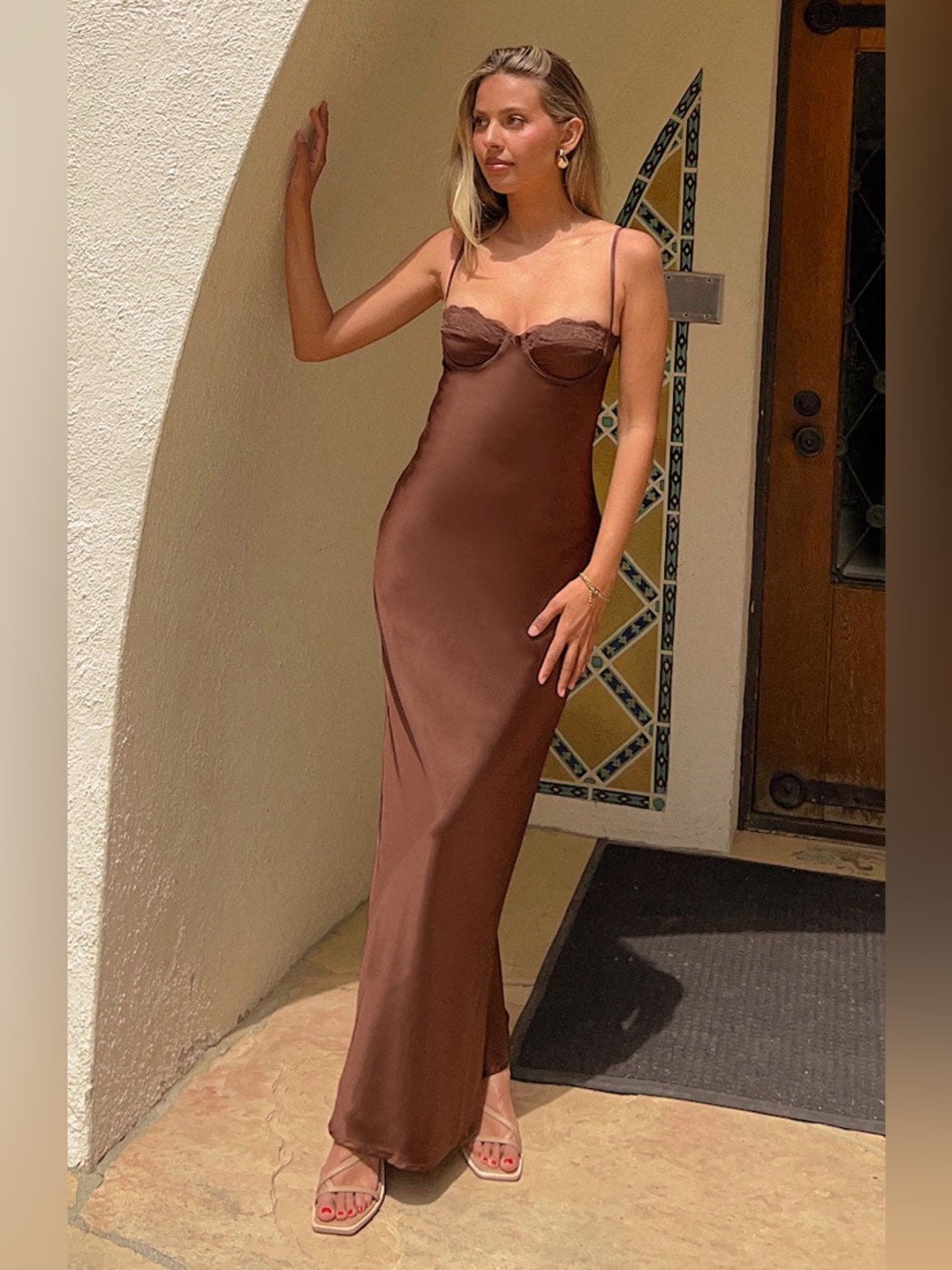 Beginning Boutique Scarlette Brown Maxi Dress - Picture 4 of 16